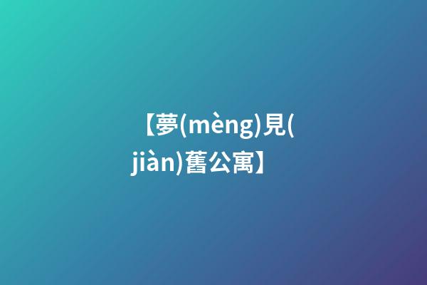 【夢(mèng)見(jiàn)舊公寓】