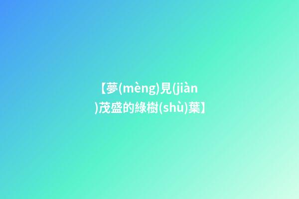【夢(mèng)見(jiàn)茂盛的綠樹(shù)葉】