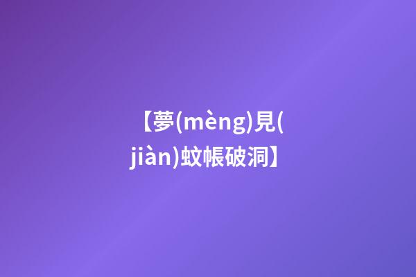 【夢(mèng)見(jiàn)蚊帳破洞】
