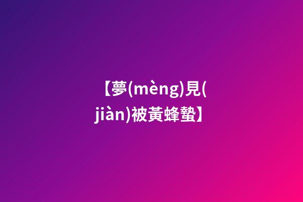 【夢(mèng)見(jiàn)被黃蜂蟄】