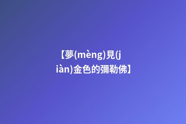 【夢(mèng)見(jiàn)金色的彌勒佛】