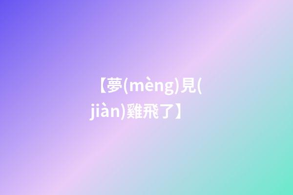 【夢(mèng)見(jiàn)雞飛了】