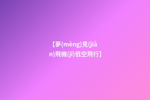 【夢(mèng)見(jiàn)飛機(jī)低空飛行】
