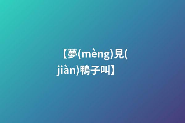 【夢(mèng)見(jiàn)鴨子叫】