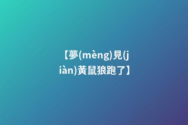 【夢(mèng)見(jiàn)黃鼠狼跑了】