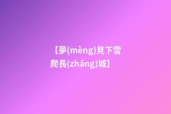 【夢(mèng)見下雪爬長(zhǎng)城】
