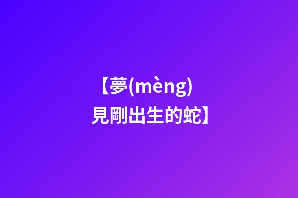 【夢(mèng)見剛出生的蛇】