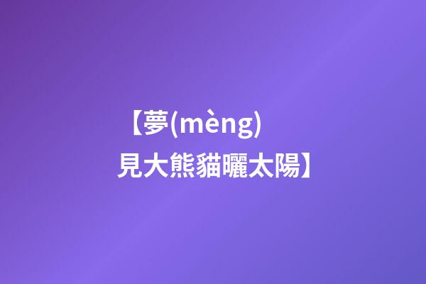【夢(mèng)見大熊貓曬太陽】