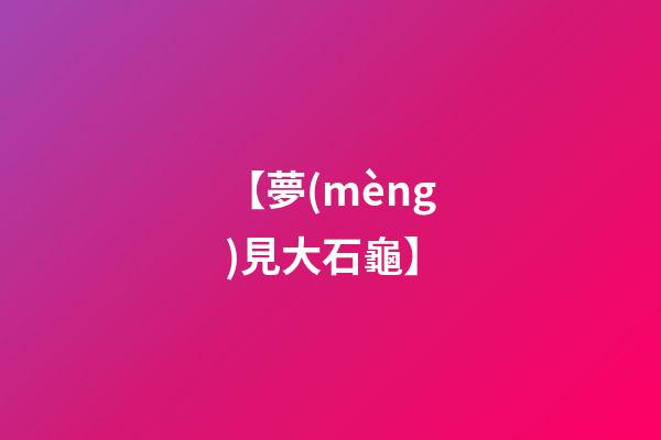 【夢(mèng)見大石龜】