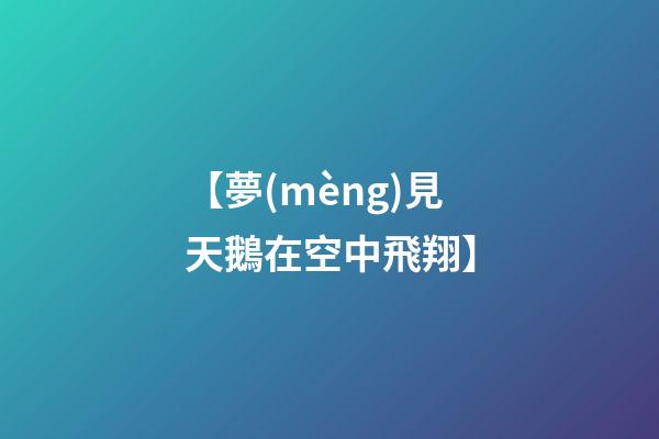 【夢(mèng)見天鵝在空中飛翔】