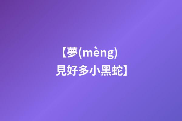 【夢(mèng)見好多小黑蛇】
