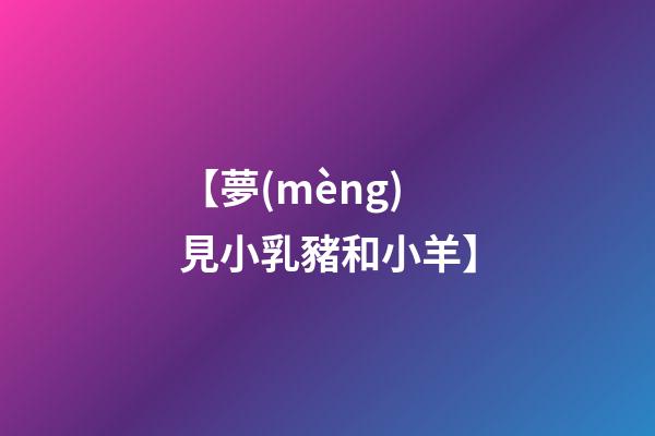 【夢(mèng)見小乳豬和小羊】