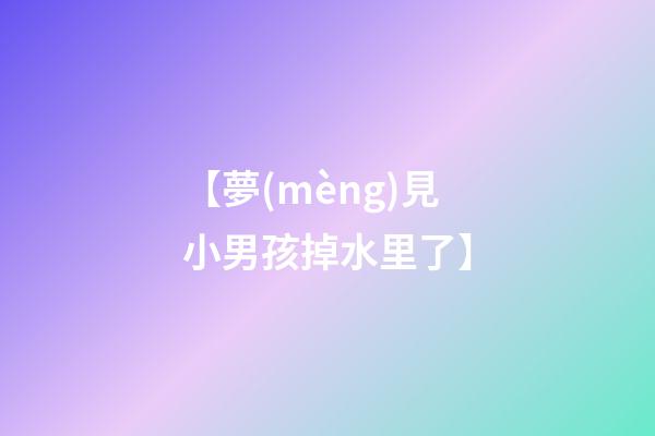 【夢(mèng)見小男孩掉水里了】