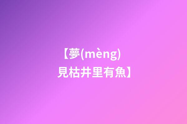【夢(mèng)見枯井里有魚】
