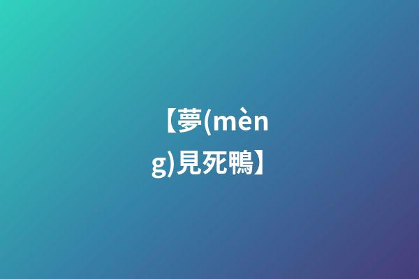 【夢(mèng)見死鴨】