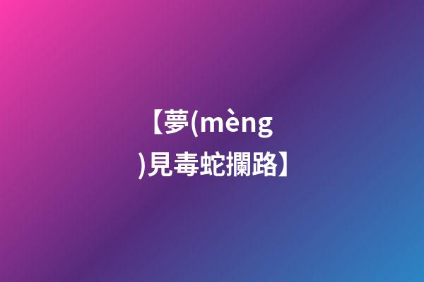 【夢(mèng)見毒蛇攔路】