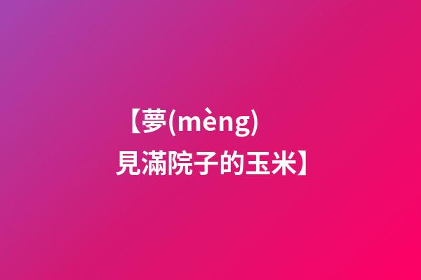 【夢(mèng)見滿院子的玉米】