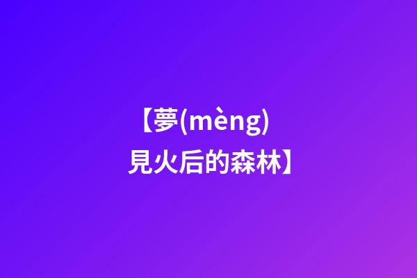 【夢(mèng)見火后的森林】