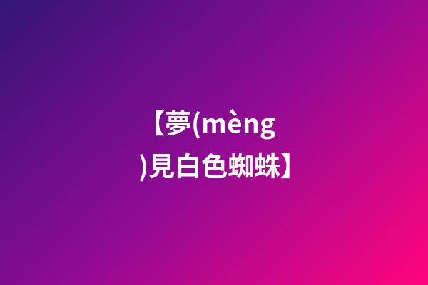 【夢(mèng)見白色蜘蛛】