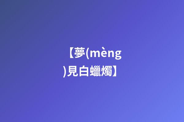 【夢(mèng)見白蠟燭】