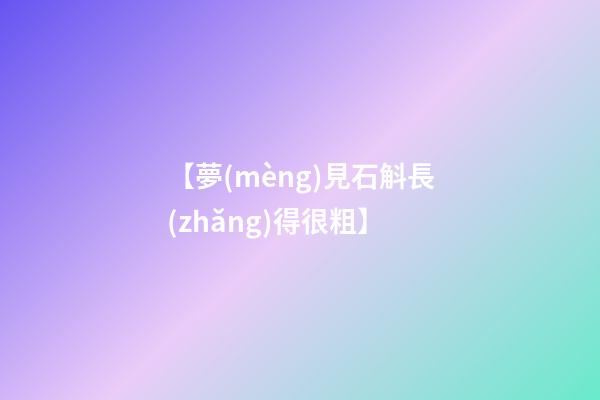 【夢(mèng)見石斛長(zhǎng)得很粗】