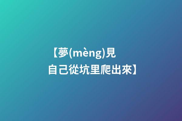 【夢(mèng)見自己從坑里爬出來】