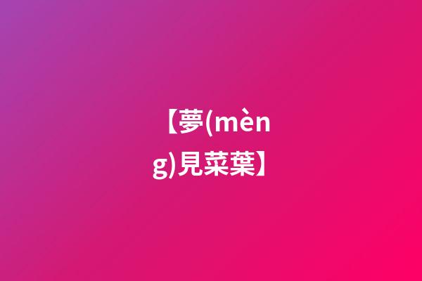 【夢(mèng)見菜葉】