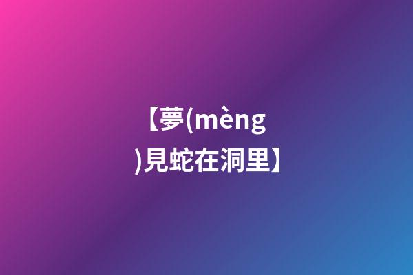 【夢(mèng)見蛇在洞里】