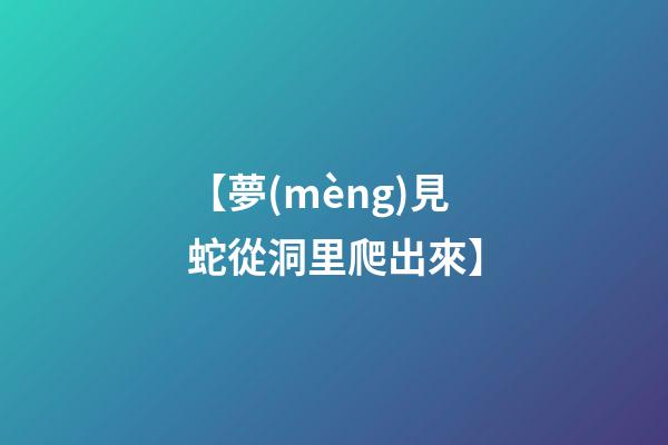 【夢(mèng)見蛇從洞里爬出來】