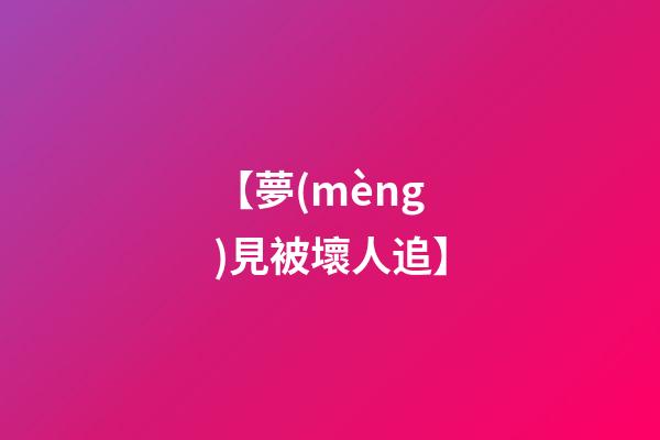 【夢(mèng)見被壞人追】