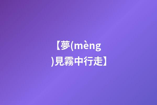 【夢(mèng)見霧中行走】