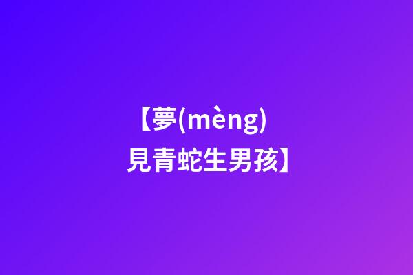 【夢(mèng)見青蛇生男孩】