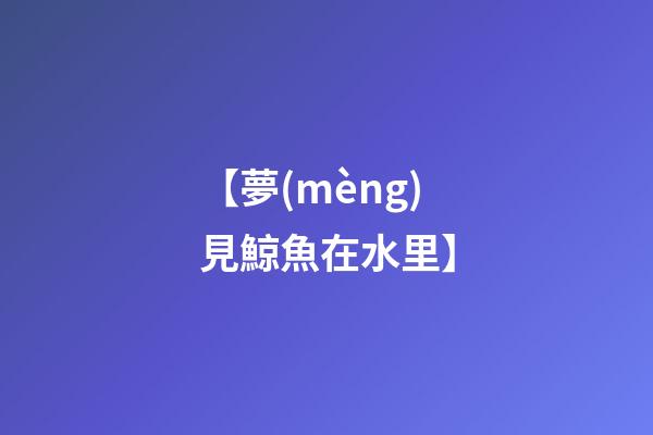 【夢(mèng)見鯨魚在水里】