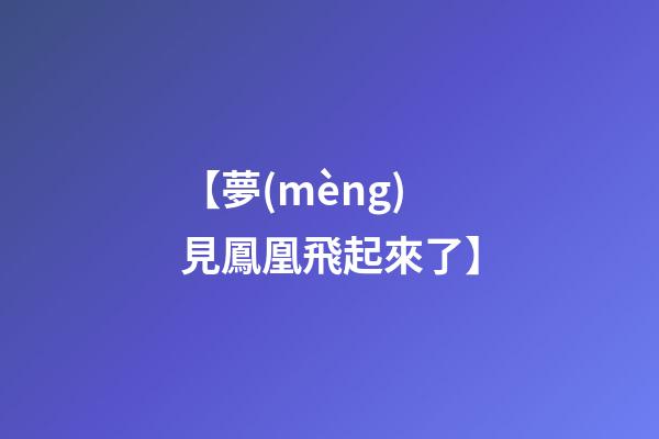 【夢(mèng)見鳳凰飛起來了】