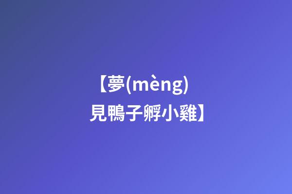 【夢(mèng)見鴨子孵小雞】