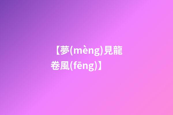 【夢(mèng)見龍卷風(fēng)】