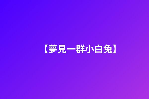 【夢見一群小白兔】