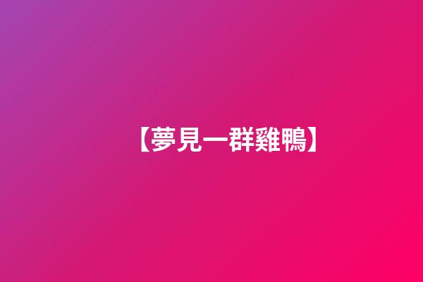 【夢見一群雞鴨】
