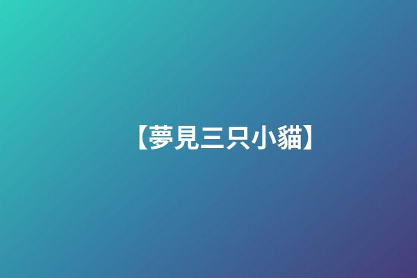 【夢見三只小貓】