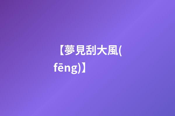 【夢見刮大風(fēng)】