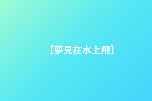 【夢見在水上飛】