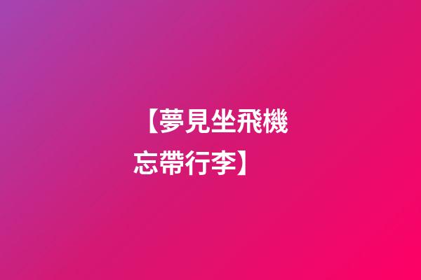 【夢見坐飛機忘帶行李】