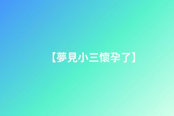 【夢見小三懷孕了】