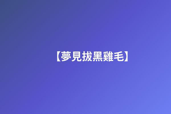 【夢見拔黑雞毛】