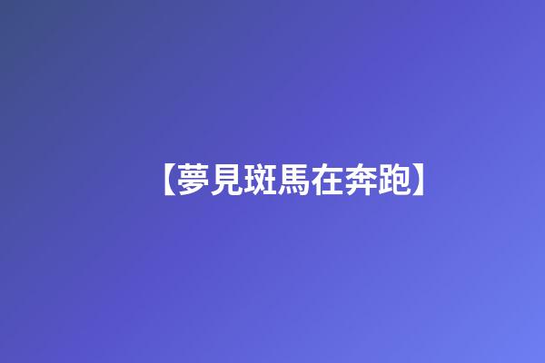 【夢見斑馬在奔跑】