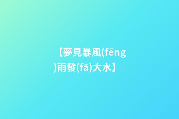 【夢見暴風(fēng)雨發(fā)大水】