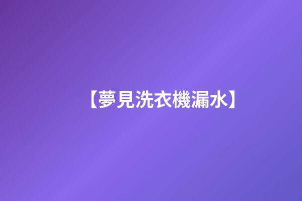 【夢見洗衣機漏水】