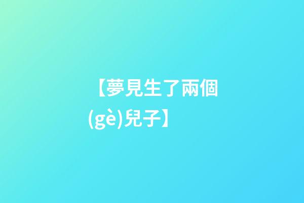 【夢見生了兩個(gè)兒子】