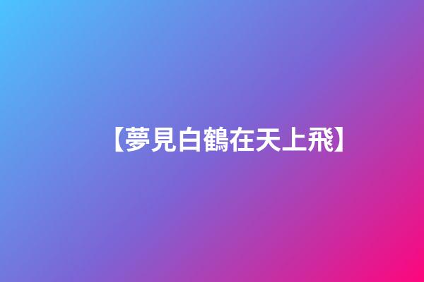 【夢見白鶴在天上飛】