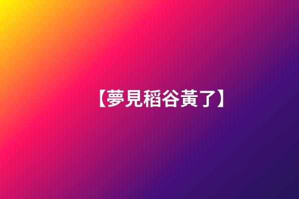 【夢見稻谷黃了】